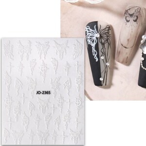 White Butterfly Nail Stickers, Peel Off Self Adhesive Nail Stickers Decorations