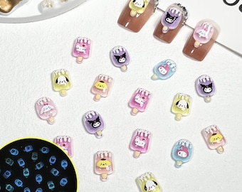 10/20pcs Glow In Dark Kawaii San Popsicle Nail Charms, Flatback Charms, Cabochons Ornament, Scrapbook DIY Crafts