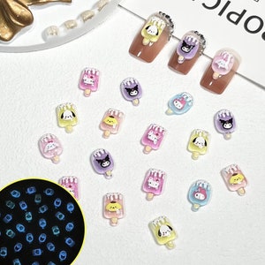 10/20pcs Glow In Dark Kawaii San Popsicle Nail Charms, Flatback Charms, Cabochons Ornament, Scrapbook DIY Crafts