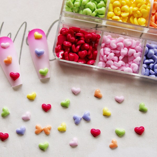4mm Mix Color Heart Shape Resin Nail Charms, Nail Decoration Set