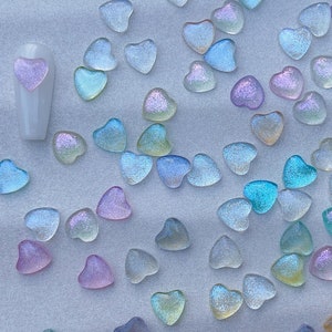 50pcs Mix Color Iridescent Candy Heart Nail Charms/Nail Decorations