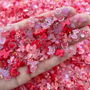 50/100pcs Red Assorted Mix 3D Kawaii Nail Charms, Nail Art, Cute Nail Decoration