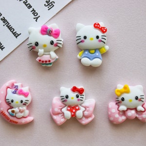 5/10pcs Kawaii Kitty Cartoon Flatback Charms, Resin Charms, Cabochons Ornament, Scrapbook DIY Crafts