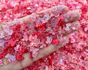 50/100pcs Red Assorted Mix 3D Kawaii Nail Charms, Nail Art, Cute Nail Decoration