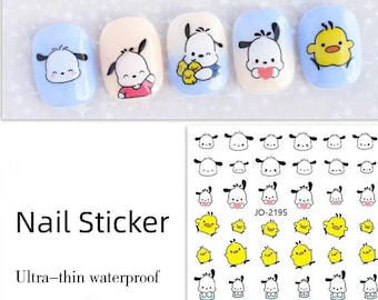 Kawaii Pochacco Nail Stickers, Peel Off Self Adhesive Nail Stickers Decorations