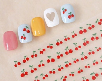 Kawaii Cherry Nail Sticker, Peel Off Self Adhesive Nail Stickers Decorations