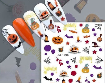 Cute Halloween Nail Stickers, Peel Off Self Adhesive Nail Stickers Decorations