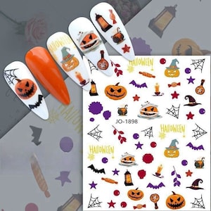 Cute Halloween Nail Stickers, Peel Off Self Adhesive Nail Stickers Decorations