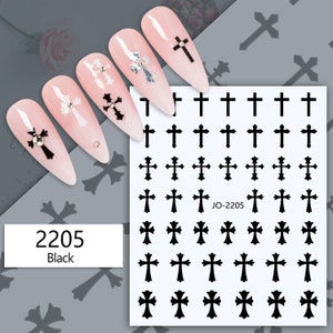 Black Cross Nail Stickers, Peel Off Self Adhesive Nail Stickers Decorations