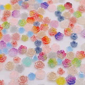 50/100pcs Mix Color Pastel Rose 3D Flower Nail Charms, Nail Art, Nail Decoration