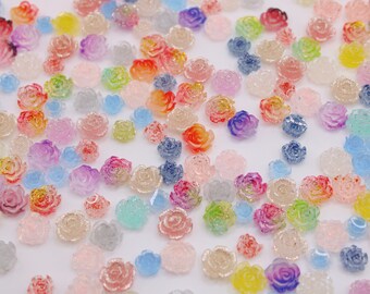 50/100pcs Mix Color Pastel Rose 3D Flower Nail Charms, Nail Art, Nail Decoration