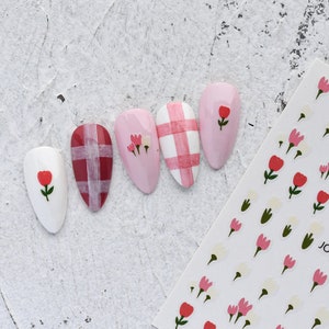 Tulips Flower Nail Stickers, Peel Off Self Adhesive Nail Stickers Decorations