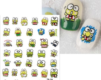 Kawaii Keroppi Embossed Nail Stickers, Peel Off Self Adhesive Nail Stickers Decorations