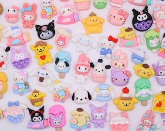 10pcs Kawaii  Cartoon Flatback Charms, Resin Slime Charms, Cabochons Ornament, Scrapbook DIY Crafts