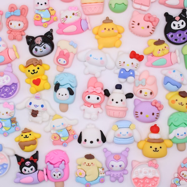 10pcs Kawaii  Cartoon Flatback Charms, Resin Slime Charms, Cabochons Ornament, Scrapbook DIY Crafts