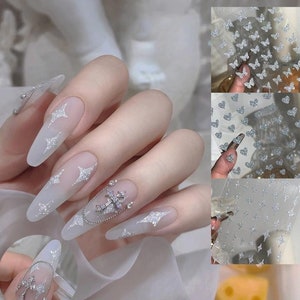 Silver Glitter Nail Stickers, Peel Off Self Adhesive Nail Stickers Decorations