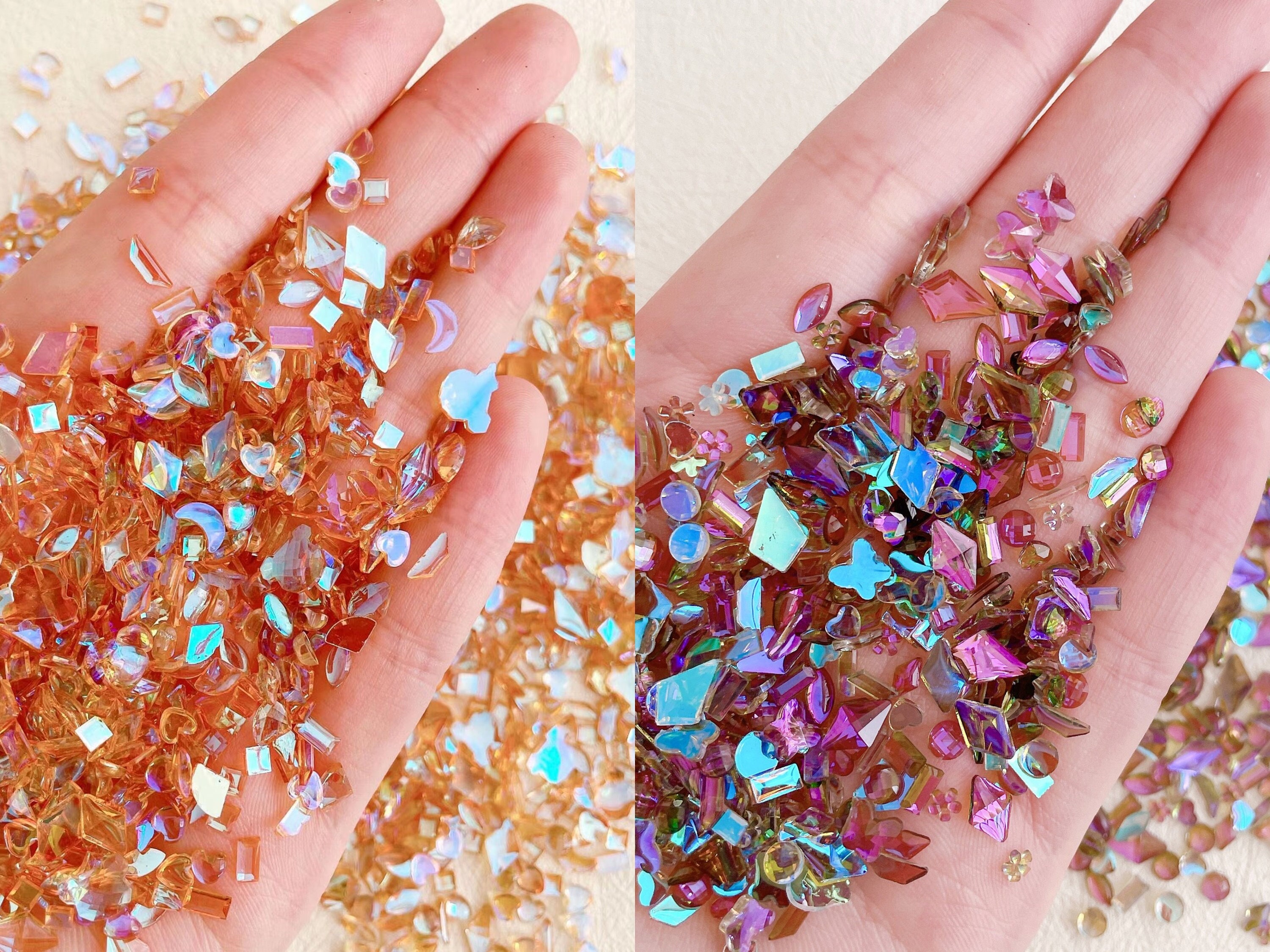 Polar Light Glasses Crystal Rhinestone Nail Charms Gems Flatback/ Mermaid  Sparkling Nail Art 50pcs 