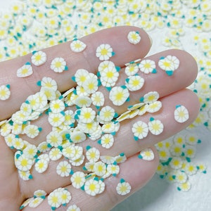 5g/10g White Jasmine Flower Polymer Clay Slices/Mix Color Fimo Slices/Fake Sprinkle Mix/Nail Art/Crafting