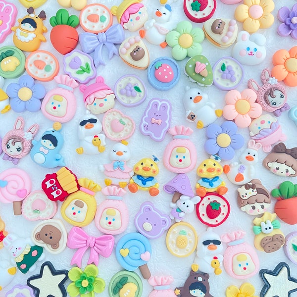 10/20pcs Large Kawaii Flatback Charms, Resin Slime Charms, Cabochons Ornament, Scrapbook DIY Crafts