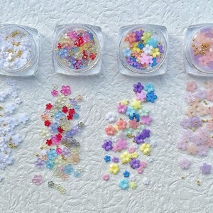 Mix Sizes Flowers Resin Nail Charms/Crystal Nail Decoration Set