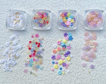 Mix Sizes Flowers Resin Nail Charms/Crystal Nail Decoration Set