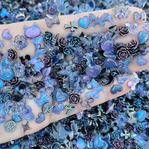 50/100pcs Navy Black Assorted Mix 3D Kawaii Nail Charms, Nail Art, Cute Nail Decoration