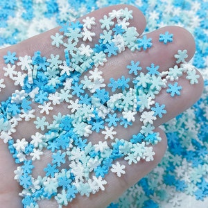 5g/10g Snow Flakes Polymer Clay Slices Mix/Blue And White Color Fimo Slices/Fake Sprinkle Mix/Nail Art/Crafting