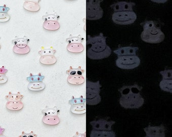 10pcs Glow In The Dark Assorted Mix Mini Cow 3D Flatback Kawaii Nail Charms, Nail Art, Nail Decorations