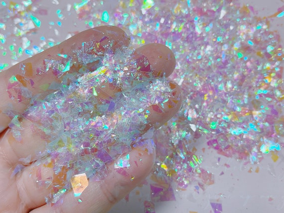 2g Clear Iridescent Glitter Flakes/mylar Flakes/nail Art/nail Decorations 
