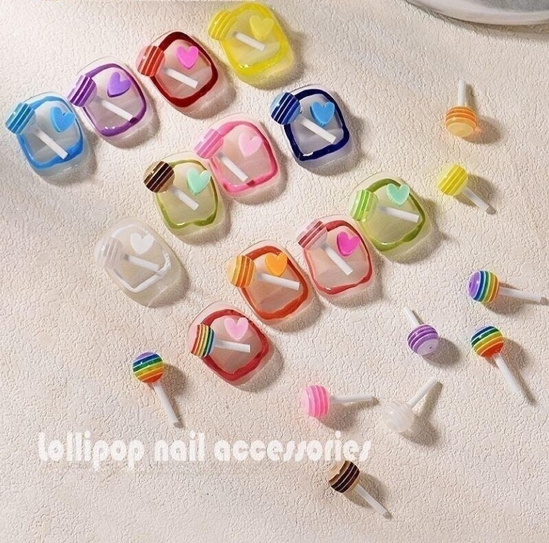 Mini Lollipop Shaped Charms for Acrylic Nails 12x6mm Nail Art Cute