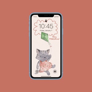 Cute Cat iPhone Android Wallpaper|Phone Background|Animal Phone Wallpaper|Digital Download
