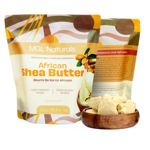 Raw Shea Butter - Unrefined | Ivory by MGL Naturals, 100% Pure, Grade A, Vegan, & Organic for hair and skin. From Ghana | Bulk Wholesale