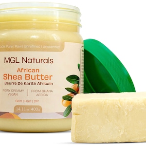 Raw African Shea Butter Bulk, Organic, Ivory, Pure & Unrefined. Nourish and moisturize skin and hair. Use alone or DIY recipes. From Ghana.