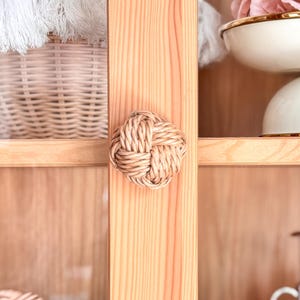 Poignée corde en paille, Poignée corde en osier, Boutons de tiroir, Poignées d'armoire bohème, Poignée de meuble en bois, Quincaillerie de commode en bambou image 6