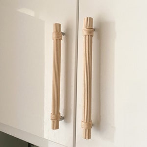 Cabinet Pull Rattan Handles, Wicker Natural Rattan Rope Handle, Rattan Drawer Pulls, Rattan Handles for Drawers, Kitchen Cabinet Hardware
