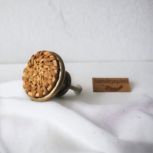 Rattan Drawer Knobs , small rattan handle,Rattan Drawer Pulls, Rattan Handles for Drawers, Wicker Drawer Pull set, Bronze knob handle