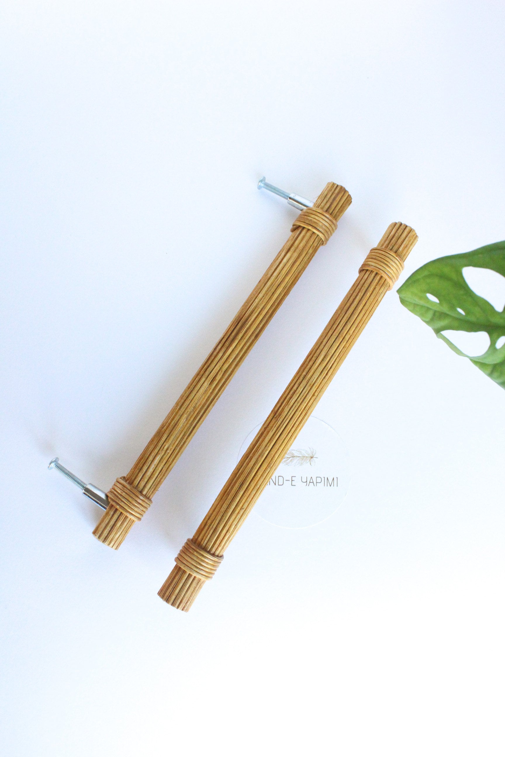 Wood Rattan Rope Oak Cabinet Pull Rattan Handles, Wicker Natural Rattan Rope Handle ...