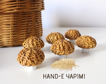 Oak Rattan Rope Handle , Wicker Drawer Knobs, Boho Cabinet Pulls, Wooden Furniture handle, Bamboo Dresser Hardware