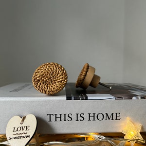 Rattan Rope Handle , Cabinet handle wood draver, Wicker Drawer Knobs, Boho Cabinet Pulls, Wooden Furniture handle, Bamboo Dresser Hardware