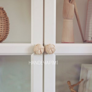 Rattan Cabinet Knobs Set, Boho Wardrobe Handle, Natural Bamboo Cabinet Handle, Drawer Rope Knobs, Dresser Drawer Handle