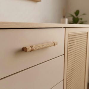 Uchwyty do szuflad z rattanu, akcesoria kuchenne z wikliny boho