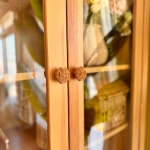 Oak  Rattan  Knob, Rattan Drawer Pulls, Rattan Handles for Drawers, Wicker Drawer Pull, handmade knobs, Rattan   Knobs