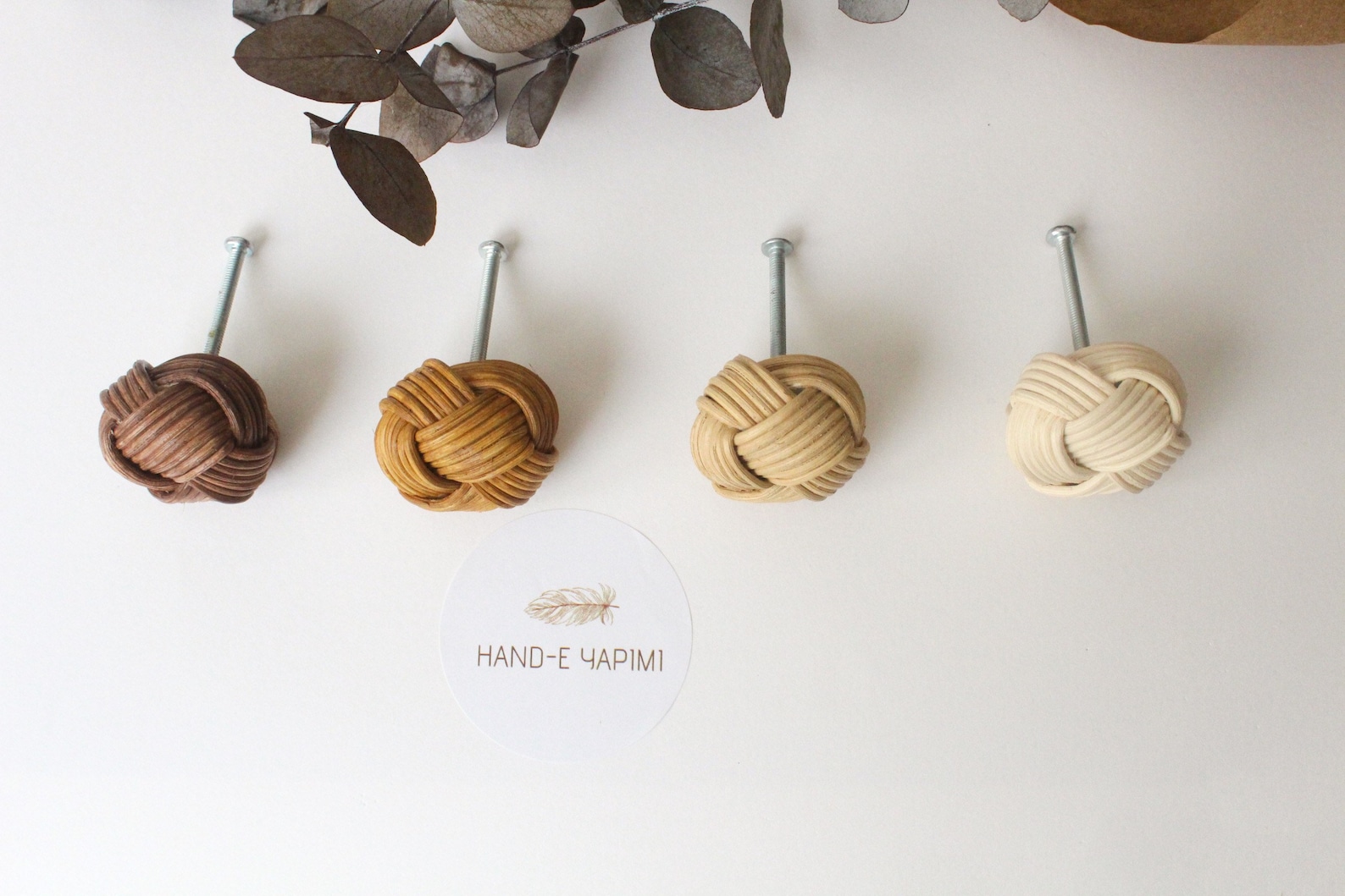 Handmade Rattan Drawer Knobs ,wicker Natural Rattan Rope Handle, Rattan
