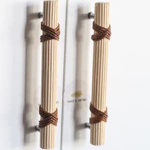 Maniglie in rattan per mobili, maniglie in corda di rattan naturale in vimini, maniglie per cassetti in rattan, maniglie in rattan per cassetti, ferramenta per mobili da cucina