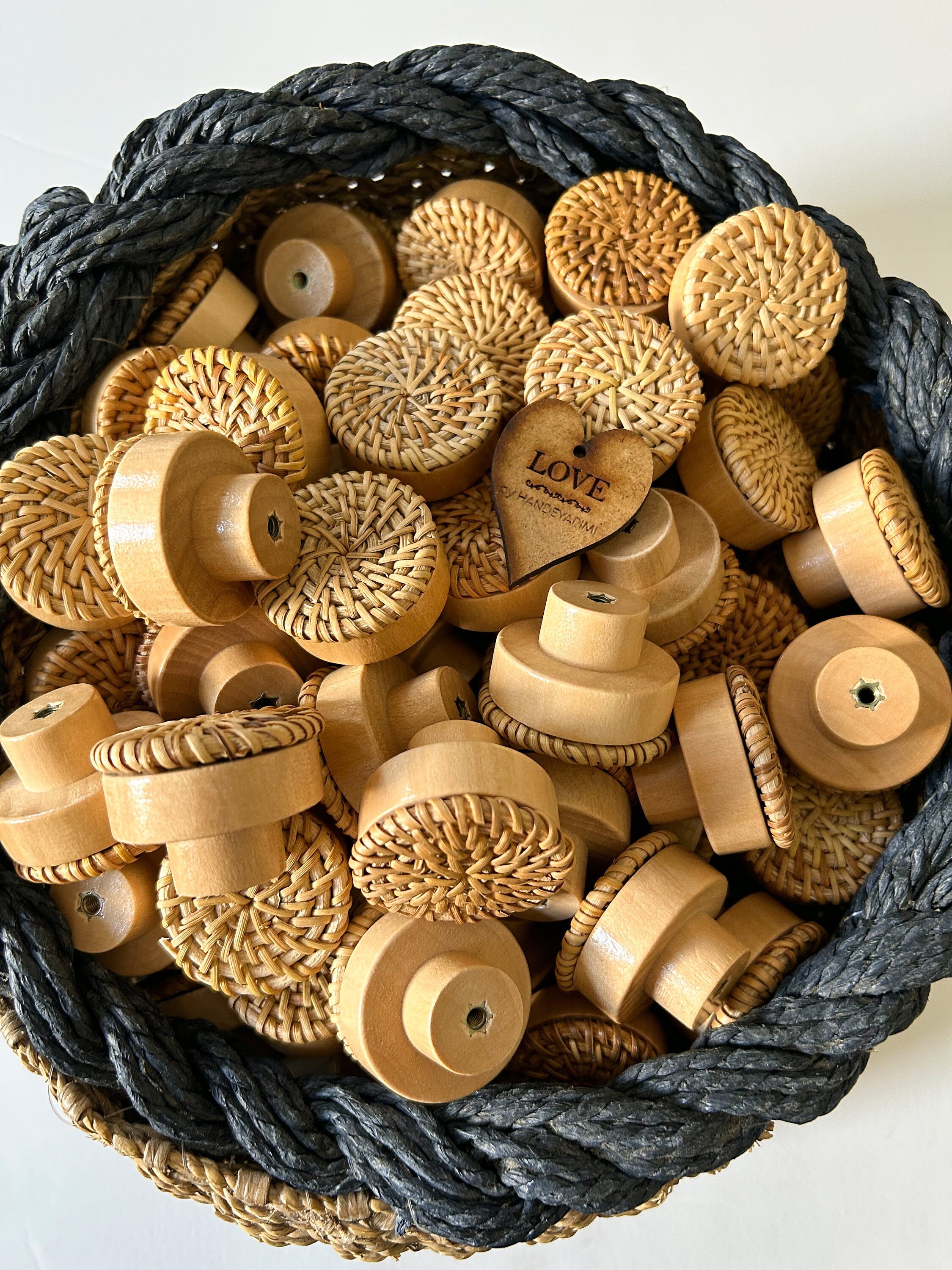 Rattan Rope Handle , Cabinet Handle Wood Draver, Wicker Drawer Knobs ...
