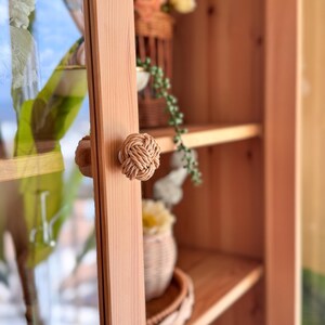Poignée corde en paille, Poignée corde en osier, Boutons de tiroir, Poignées d'armoire bohème, Poignée de meuble en bois, Quincaillerie de commode en bambou image 2