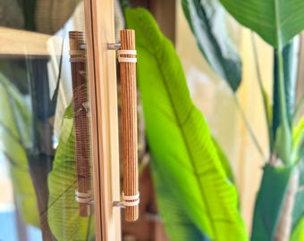 Oak Cabinet Pull Rattan Handles, Wicker Natural Rattan  Handle, Rattan Drawer Pulls, Rattan Handles for Drawers, Kitchen Cabinet Hardware