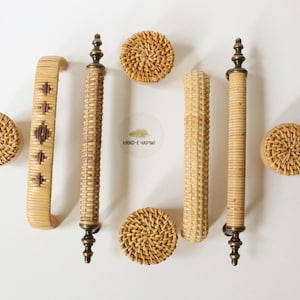 Cabinet Pull Rattan Handles, Wicker Natural Rattan Rope Handle, Rattan Drawer Pulls, Rattan Handles for Drawers, Kitchen Cabinet Hardware image 7