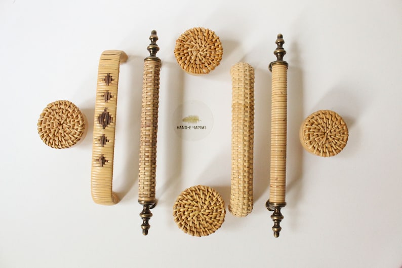 Cabinet Pull Rattan Handles, Wicker Natural Rattan Rope Handle, Rattan Drawer Pulls, Rattan Handles for Drawers, Kitchen Cabinet Hardware image 7