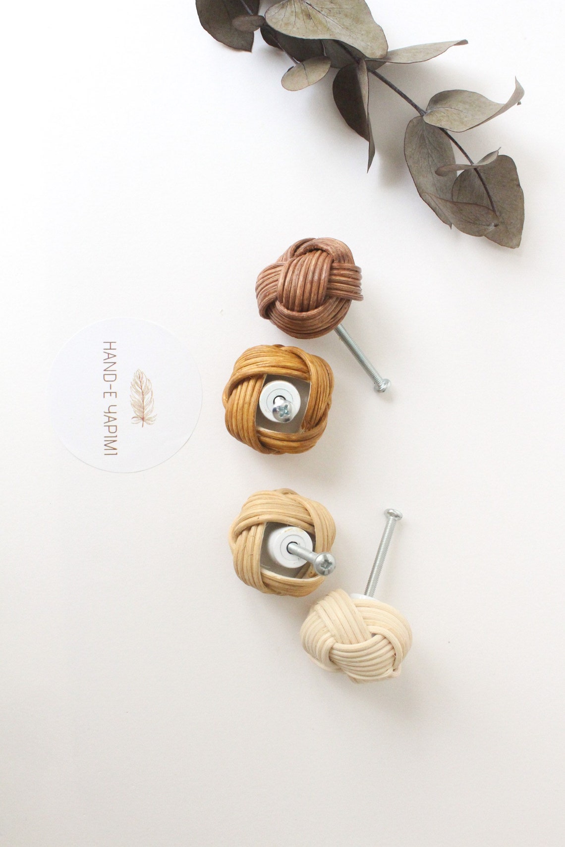 Handmade Rattan Drawer Knobs wicker Natural Rattan Rope Etsy